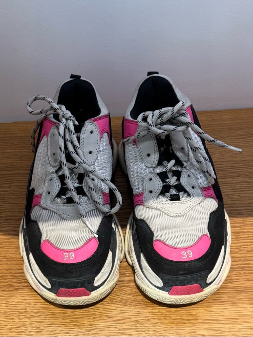 Balenciaga Women's Triple S Sneaker - White, Black & Pink Accent - Picture 2 of 5